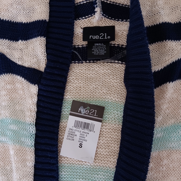 Rue21 Open Front Hooded Knit Color Block Cardigan Junior Women's Size Small New - Picture 16 of 16